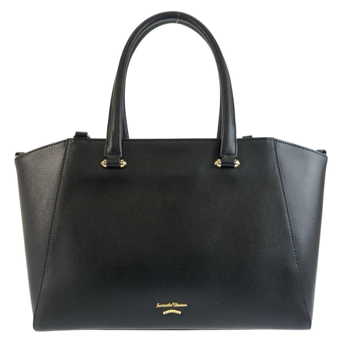 美品 Samantha Thavasa サマンサタバサ ブラック 黒 ゴールド金具 レザー トートバッグ ショルダーバッグ 1-0294200 【中古】