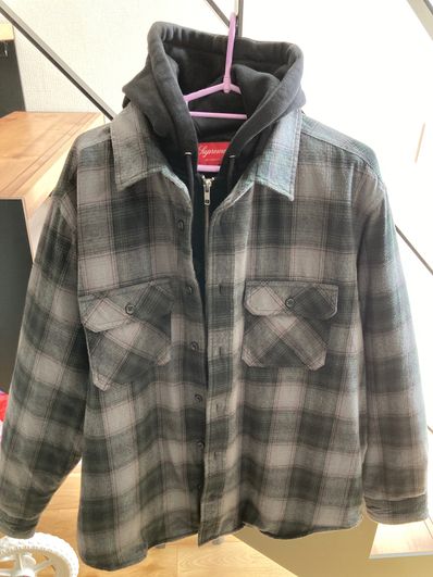 Supreme Hooded Flannel Zip Up Shirt "Black"