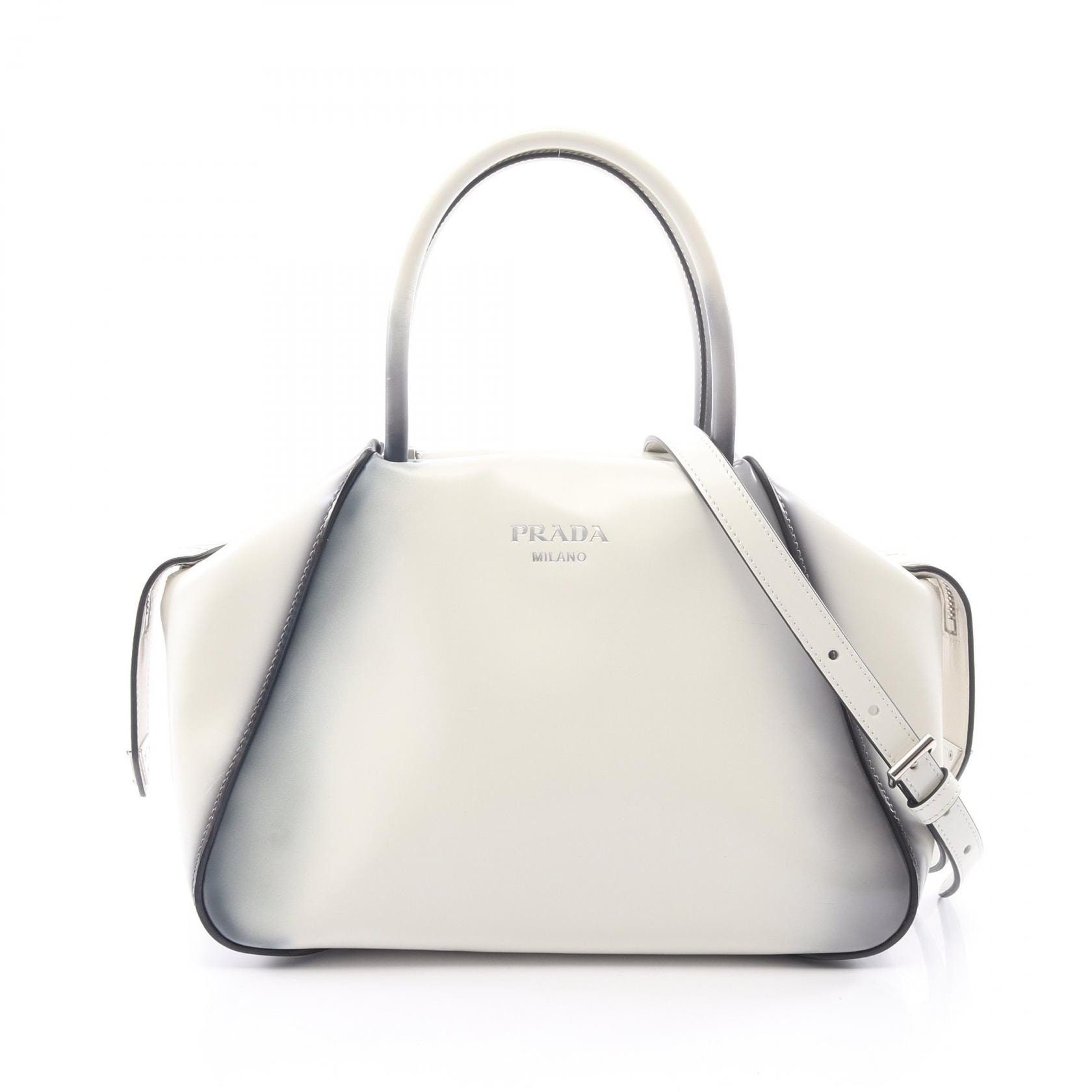 プラダ PRADA スーパーノヴァ スモール 2WAY ハンドバッグ バッグ レザー レディース ホワイト系 / ネイビー系 【中古】