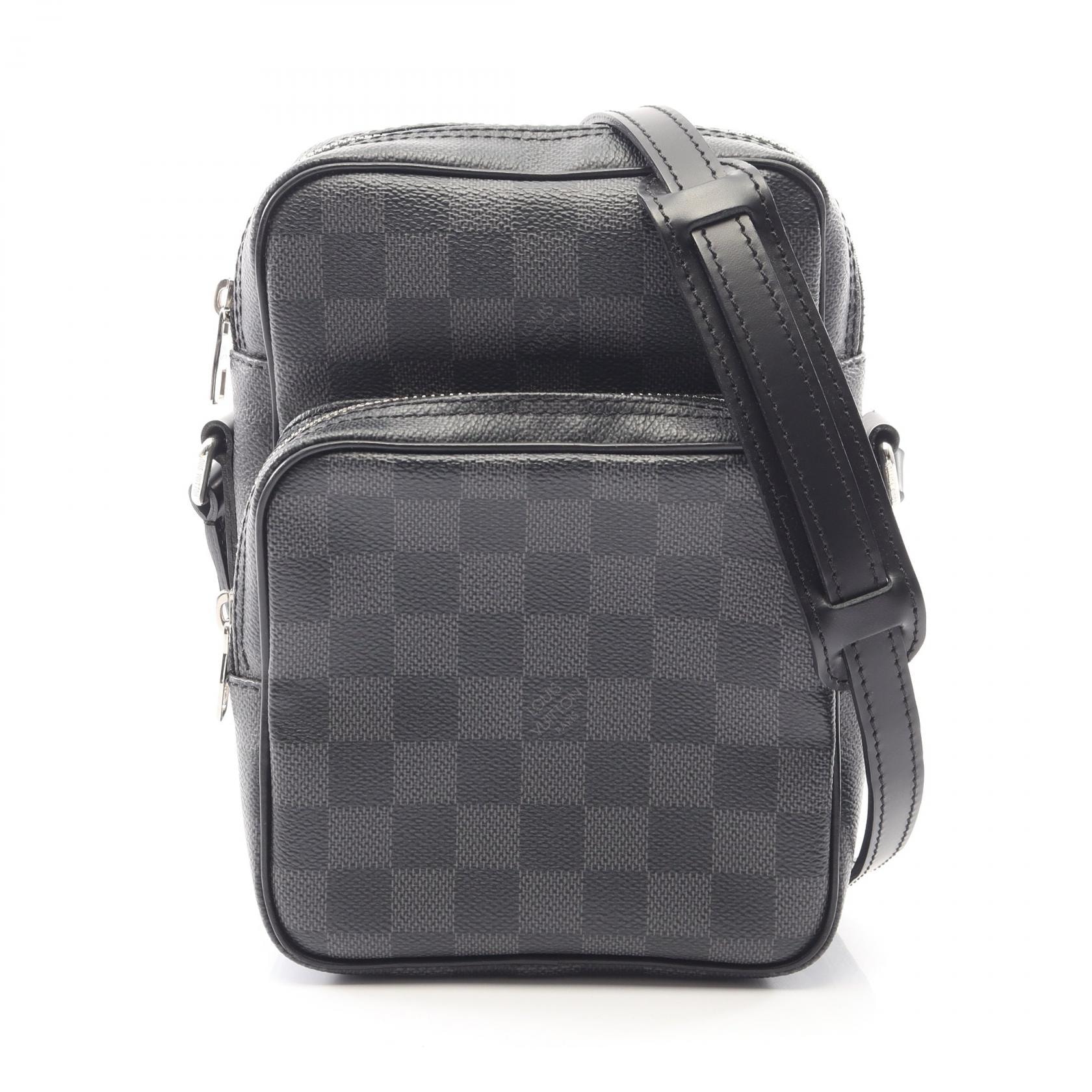 ルイ・ヴィトン LOUIS VUITTON レム ショルダーバッグ バッグ PVCコーティングキャンバス レザー ダミエ・グラフィット メンズ ブラック系 N41446 【中古】