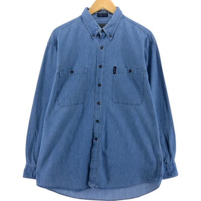 古着 80年代 ラルフローレン Ralph Lauren CHAPS チャップス 長袖 ボタンダウンデニムシャツ メンズL相当 ヴィンテージ/eaa523094