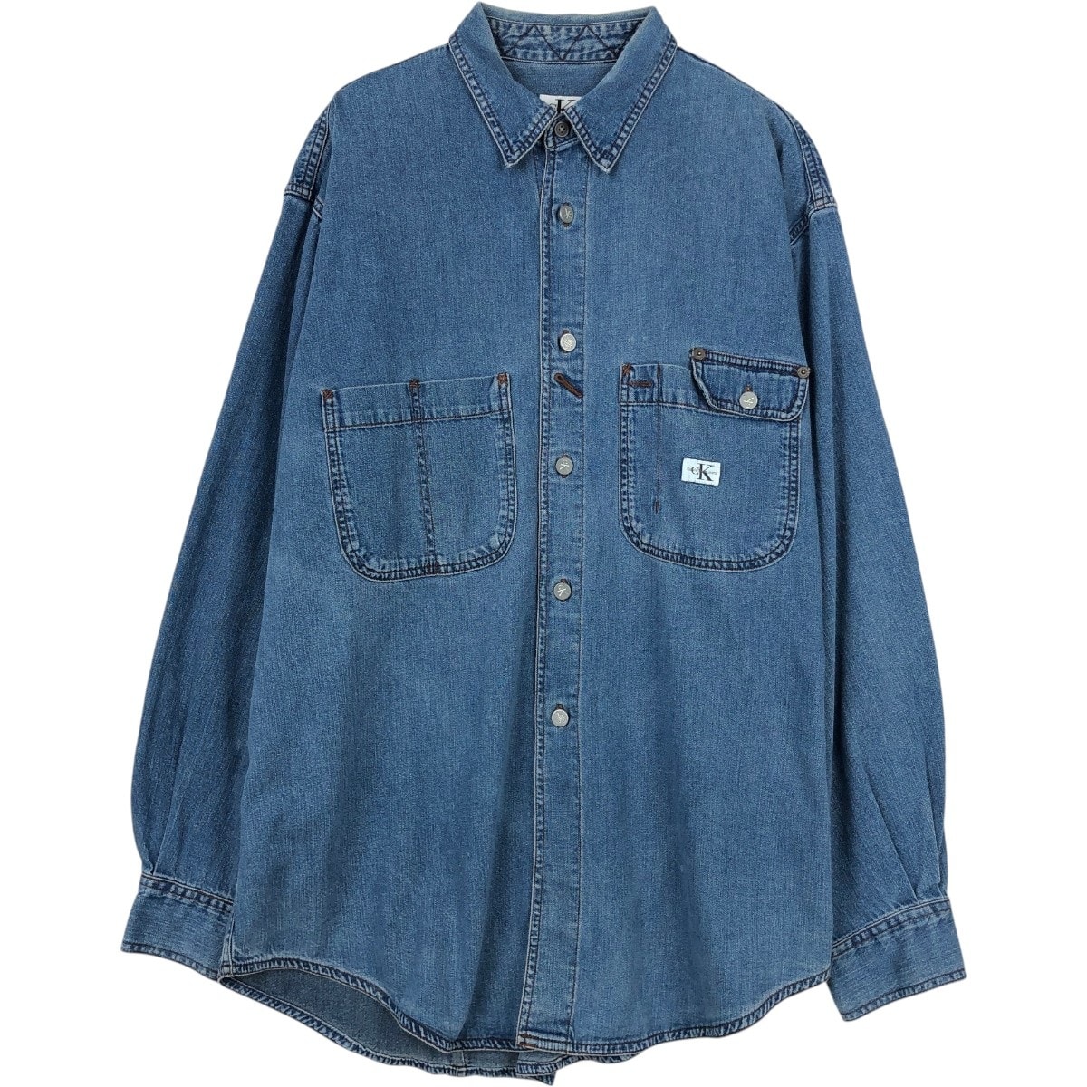 古着 90~00年代 カルバンクライン Calvin klein JEANS 長袖 デニムシャツ メンズXL相当 ヴィンテージ/eaa666525