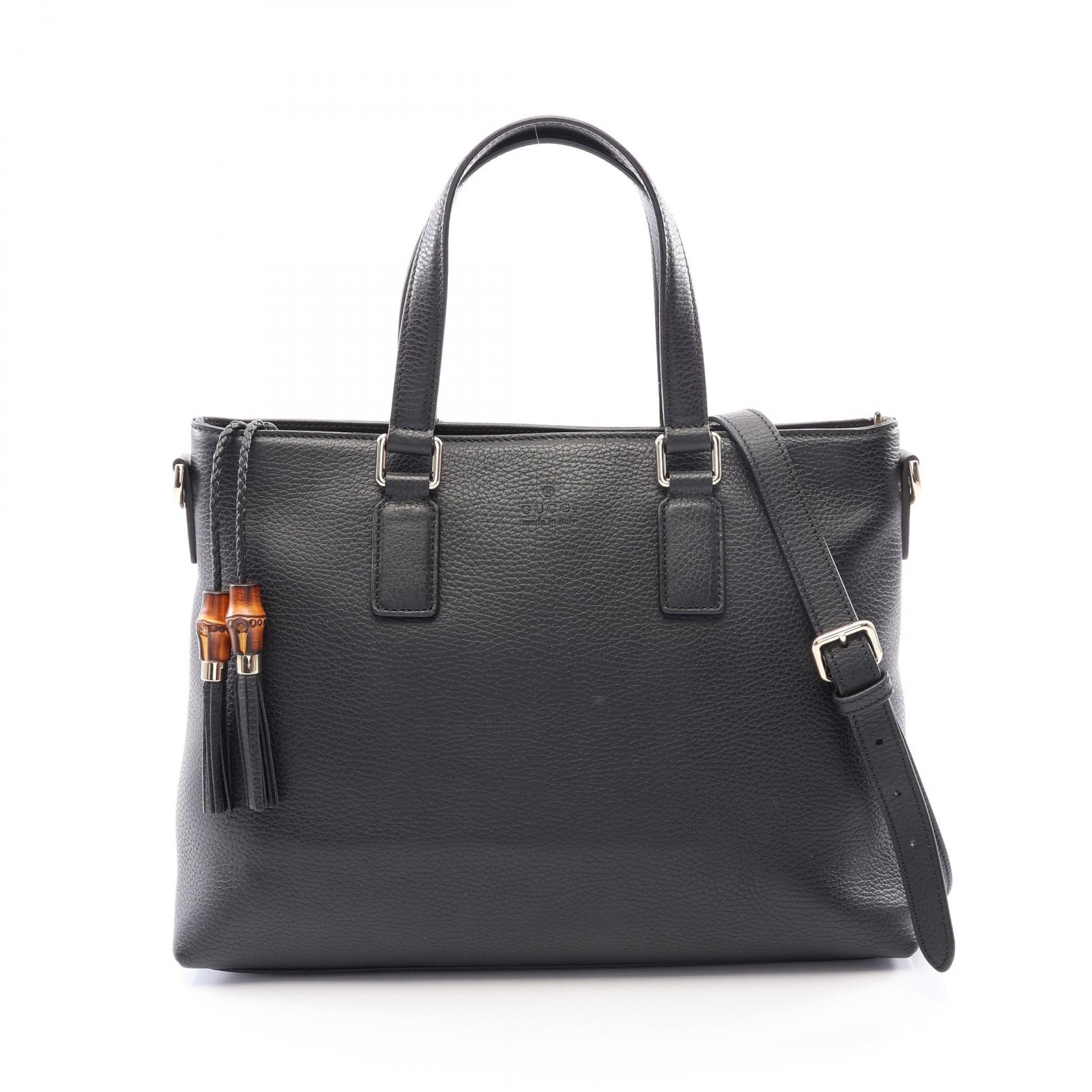 グッチ GUCCI バンブー タッセル 2WAY トートバッグ バッグ レザー レディース ブラック系 365346 【中古】