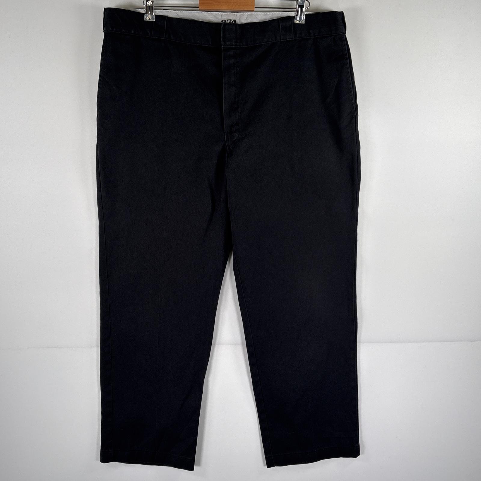 古着 ディッキーズ Dickies ワークパンツ 874 チノパン テーパード 大きいサイズ ワンポイントロゴ w42 L30  ブラック メンズ