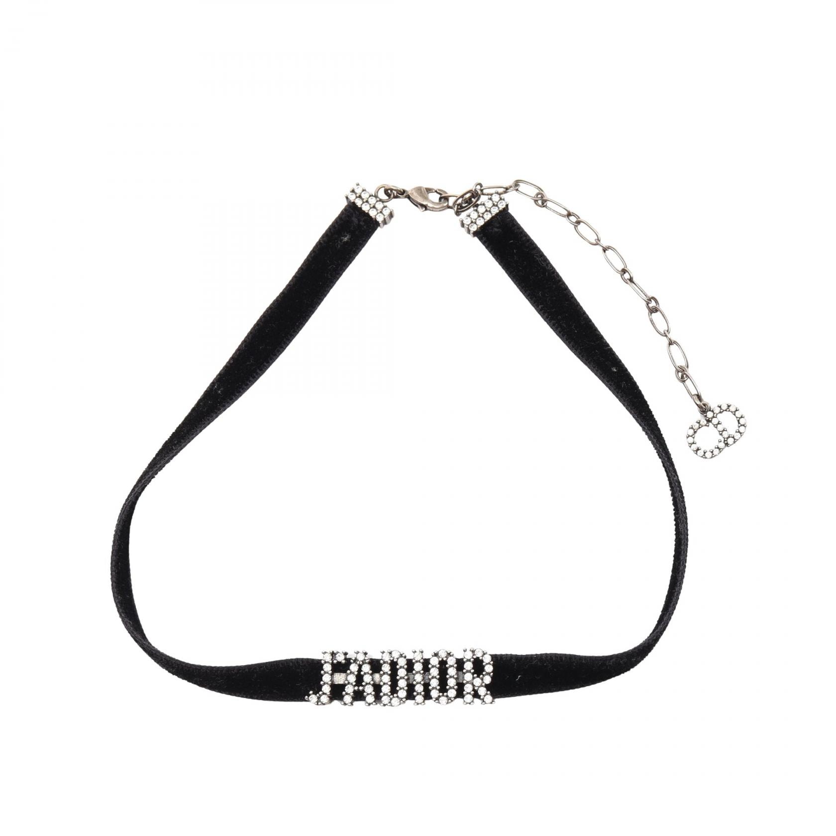 ディオール Dior J'ADIOR チョーカー アクセサリー ベロア / メタル / ラインストーン レディース ブラック系 / シルバー系 / クリア系 【中古】