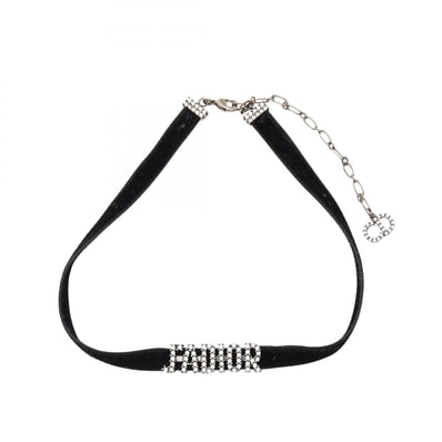 ディオール Dior J'ADIOR チョーカー アクセサリー ベロア / メタル / ラインストーン レディース ブラック系 / シルバー系 / クリア系 【中古】