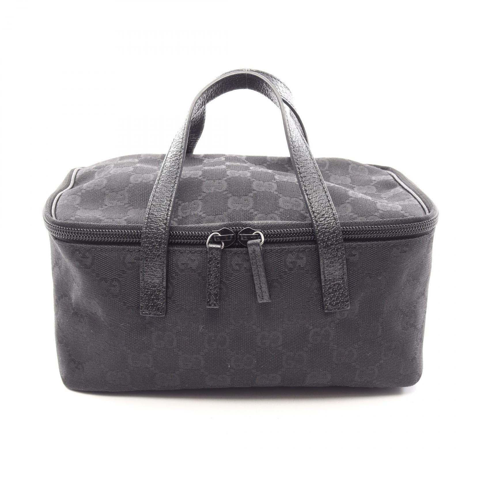 グッチ GUCCI GGキャンバス ハンドバッグ バッグ キャンバス レザー レディース ブラック系 124540 【中古】