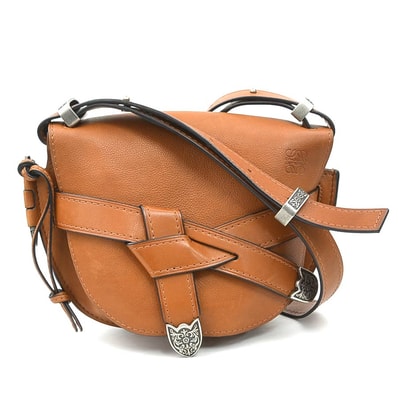 ロエベ LOEWE ショルダーバッグ ゲートバッグ ウエスタン スモール レザー ブラウン レディース【中古】 90246i
