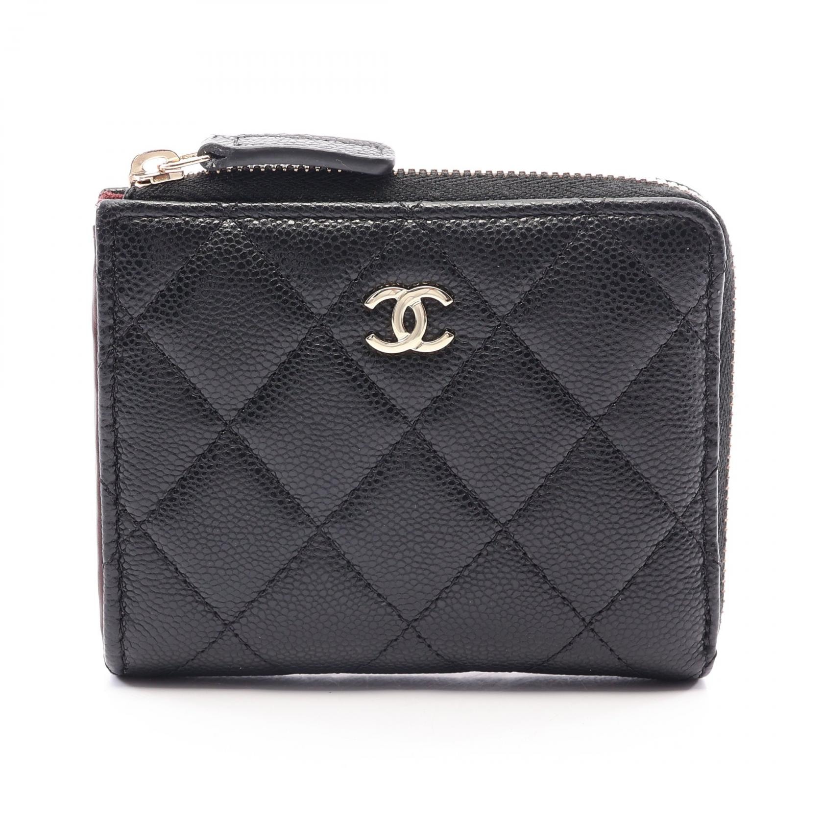 シャネル CHANEL マトラッセ ラウンド財布 財布 キャビアスキン(グレインドカーフ) レディース ブラック系 AP3999 【中古】
