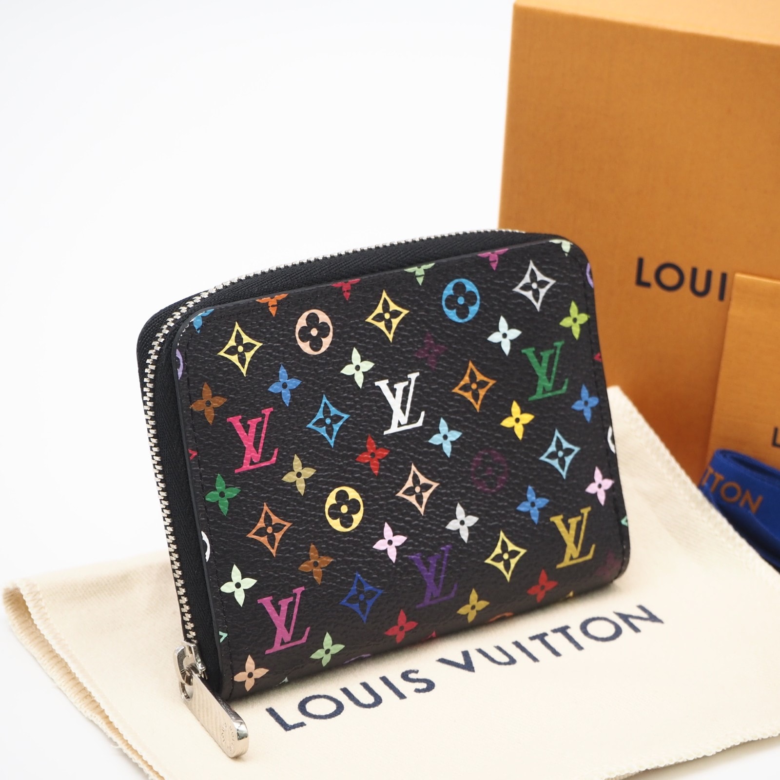 美品 LOUIS VUITTON ルイ・ヴィトン モノグラム マルチカラー LV×TM ジッピーコインパース M13409 コインケース ブラック マルチカラー コーティングキャンバス レザー レディース