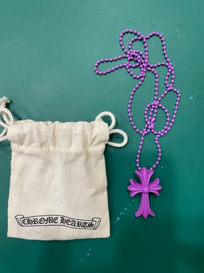 Chrome Hearts Rubber Small CH Cross Silicon Necklace "Purple"