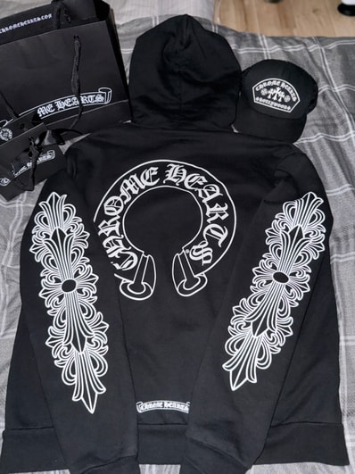Chrome Hearts Horse Shoe Floral Pullover Hoodie "Black"