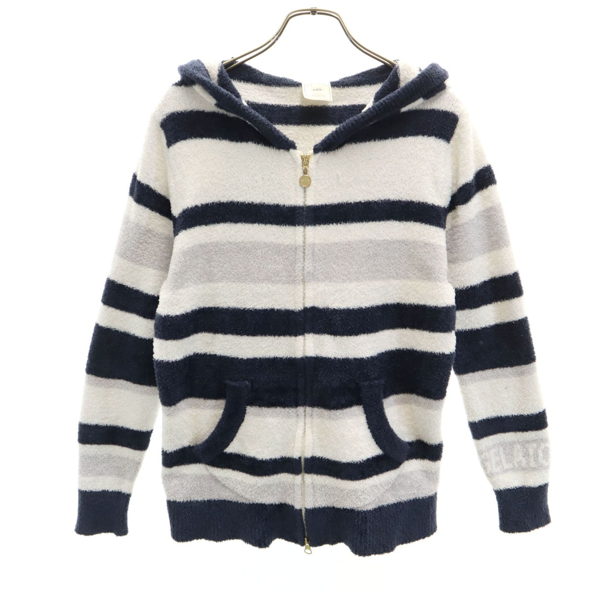 gelato pique ジェラートピケ ボーダー柄 長袖 ジップパーカー F ホワイト ルームウェア