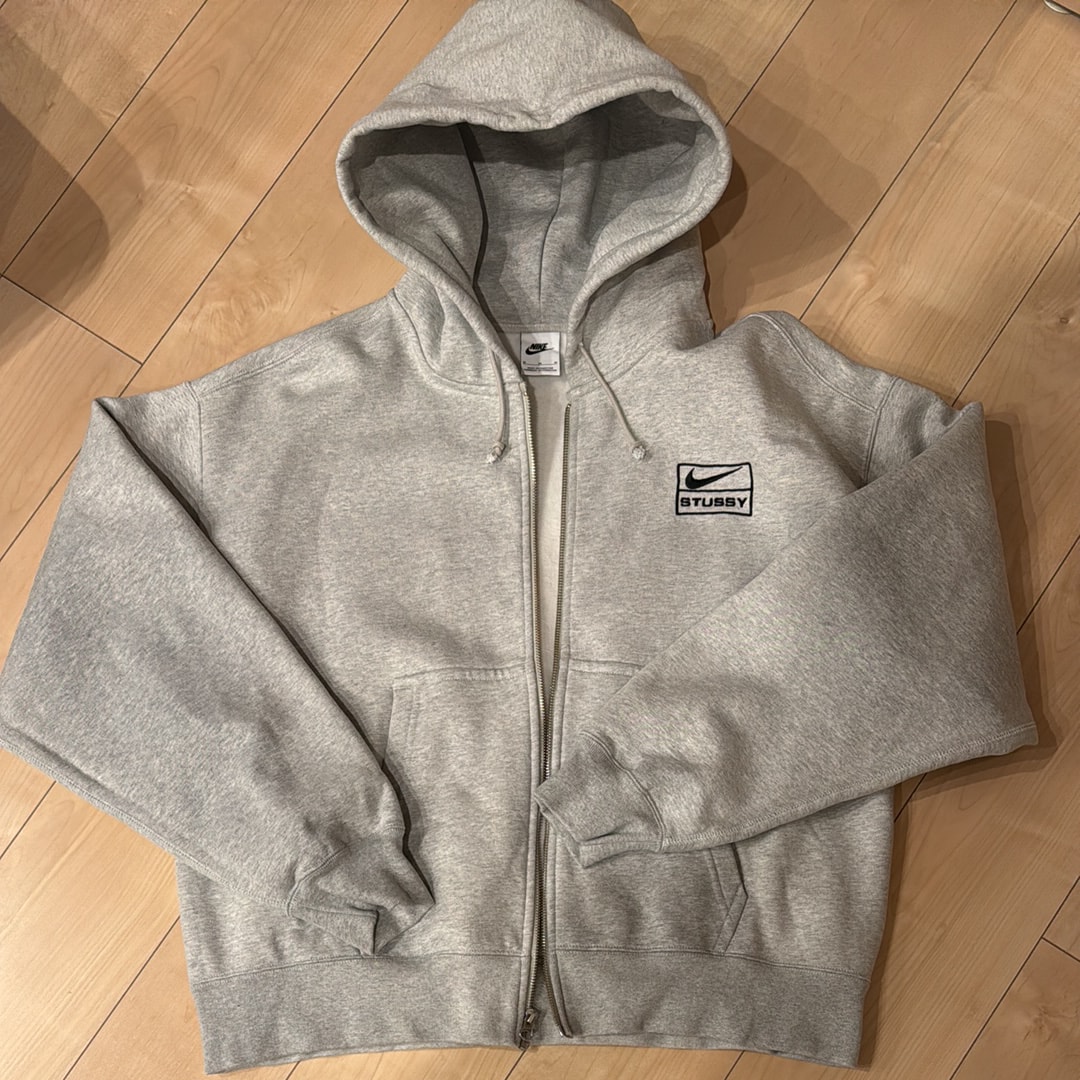 Stussy x Nike Fleece Zip Hoodie "Grey Heather" (US Size) FJ9181-050