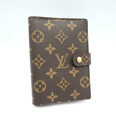 LOUIS VUITTON(ルイ・ヴィトン)アジェンダPM ヴィンテージ システム手帳カバー 6穴 モノグラム キャンバス ブラウン ゴールド金具 レディース メンズ【中古】