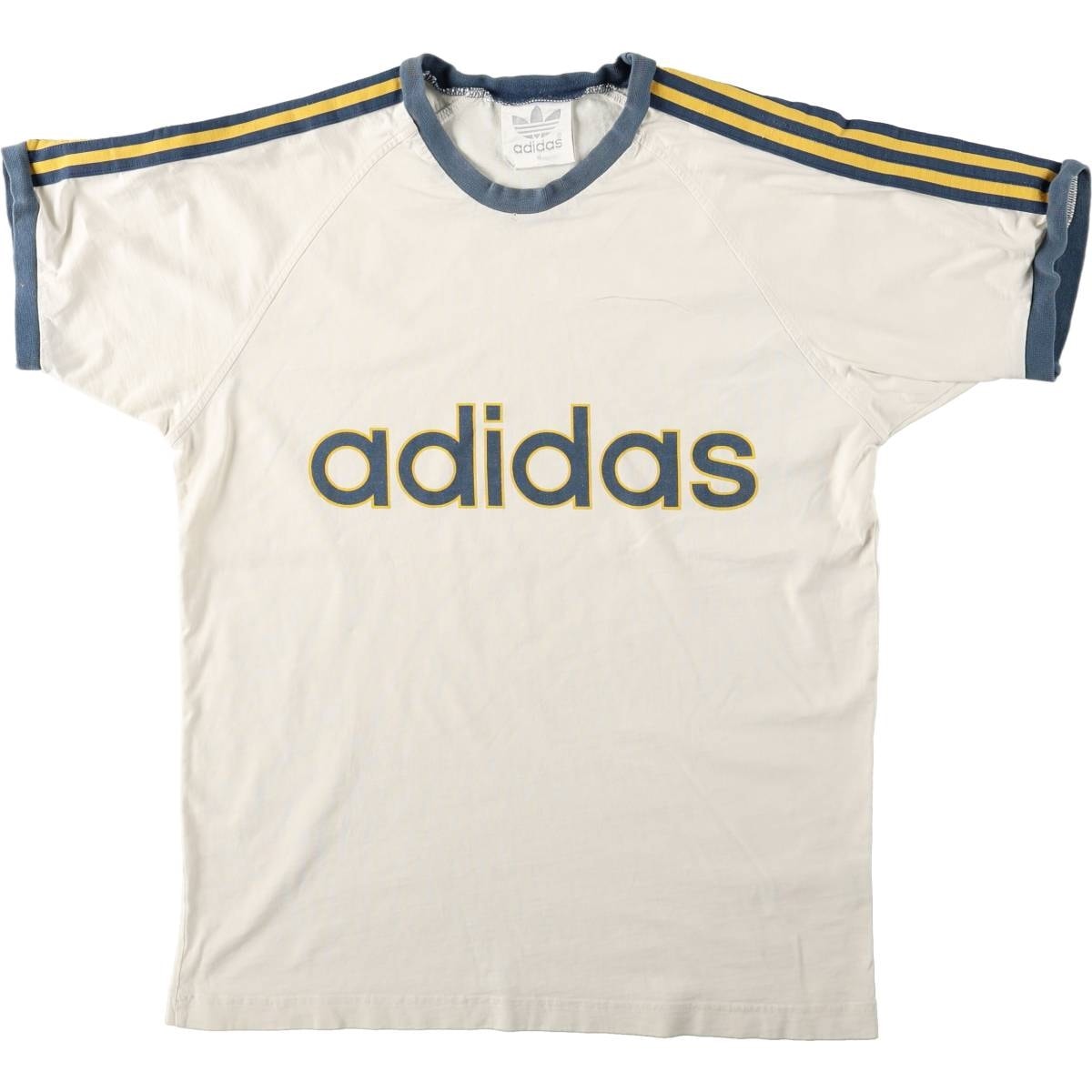 古着 80年代 アディダス adidas デカロゴ リンガーTシャツ メンズM相当 ヴィンテージ/eaa664466