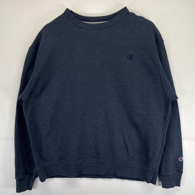 古着 チャンピオン Champion スウェット 大きいサイズ トレーナー クルーネック ワンポイントロゴ刺繍 スポーツ XL ネイビー系 メンズ