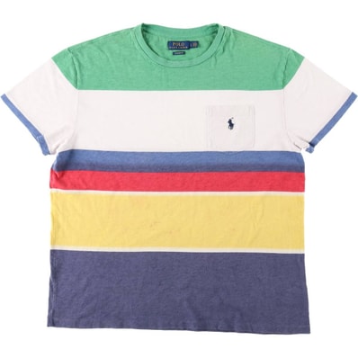 古着 ラルフローレン Ralph Lauren POLO RALPH LAUREN CLASSIC FIT マルチボーダー 半袖 ボーダーTシャツ メンズL相当/eaa622028