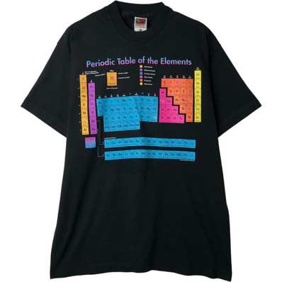 古着 90~00年代 フルーツオブザルーム FRUIT OF THE LOOM HEAVY cotton 周期表 プリントTシャツ メンズL相当/eaa618010