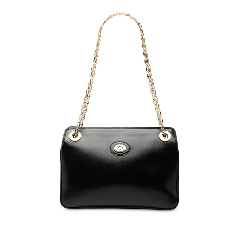グッチ マリーナ チェーン ショルダーバッグ 576422 ブラック レザー レディース GUCCI 中古