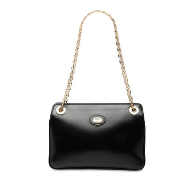 グッチ マリーナ チェーン ショルダーバッグ 576422 ブラック レザー レディース GUCCI 中古