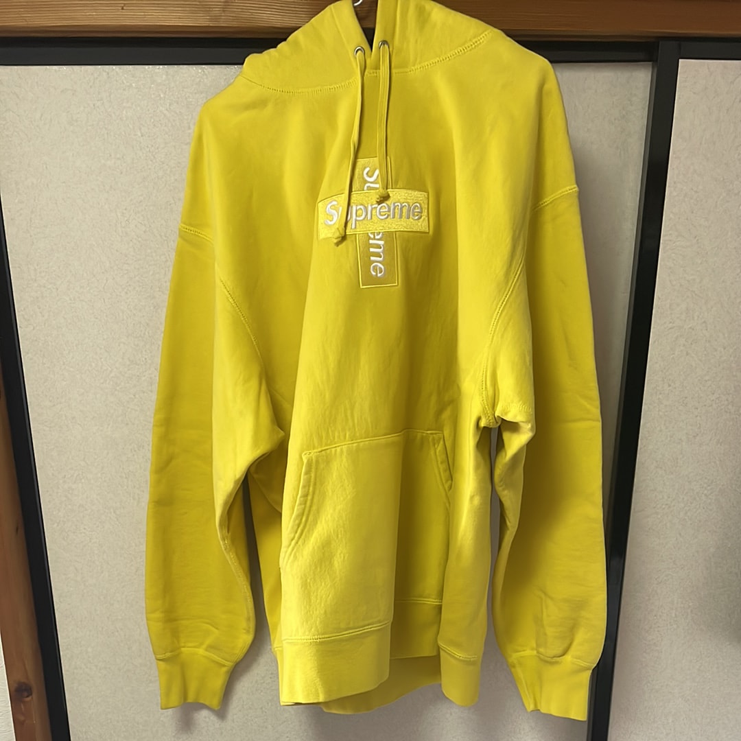 Supreme Cross Box Logo Hooded Sweatshirt "Yellow"