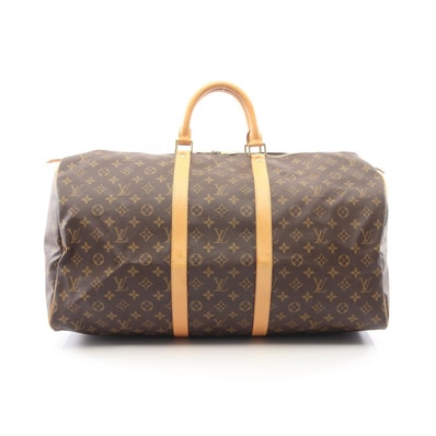 ルイ・ヴィトン LOUIS VUITTON キーポル55 ボストンバッグ バッグ PVCコーティングキャンバス レザー モノグラム メンズ レディース ブラウン系 M41424 【中古】