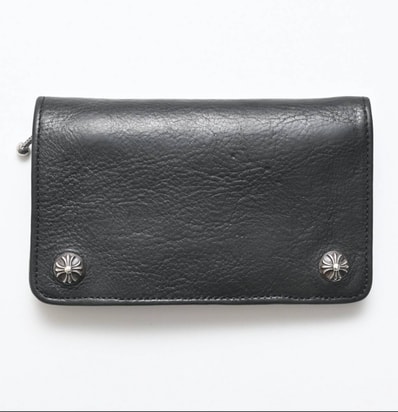 Chrome Hearts 1 Zip Wallet Cross Ball Silver "Black"