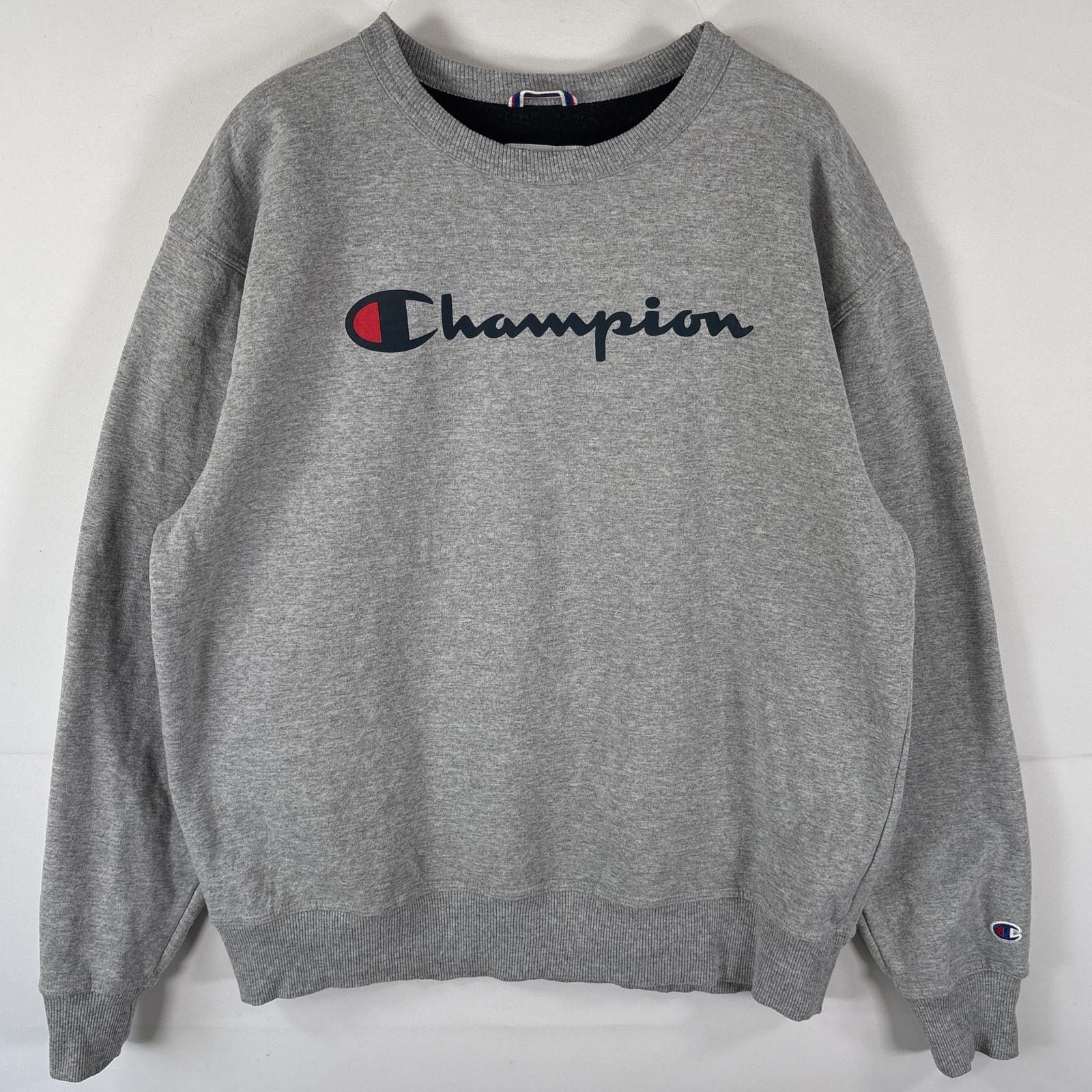 古着 チャンピオン Champion スウェット トレーナー クルーネック プルオーバー ビッグロゴプリント L グレー メンズ