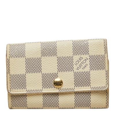 ルイ ヴィトン ダミエ アズール ミュルティクレ6 キーケース 6連 N61745 ホワイト PVC レザー レディース LOUIS VUITTON 中古