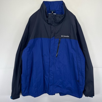 古着 コロンビア Columbia ナイロンジャケット OMNIーTECK ツートンカラー ワンポイントロゴ アウトドア 2X ブルー メンズ