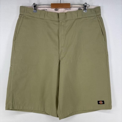 古着 ディッキーズ Dickies ショートパンツ チノパン ジップ ワーク ハーフパンツ 大きいサイズ ワンポイントロゴ w40 ベージュ メンズ