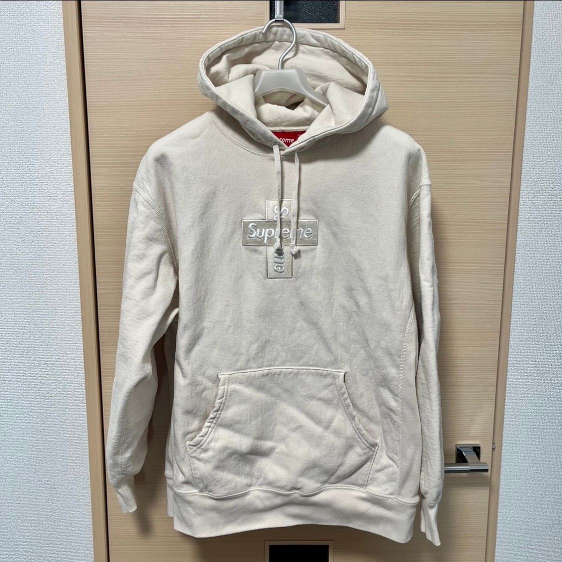 Supreme Cross Box Logo Hooded Sweatshirt "Natural"