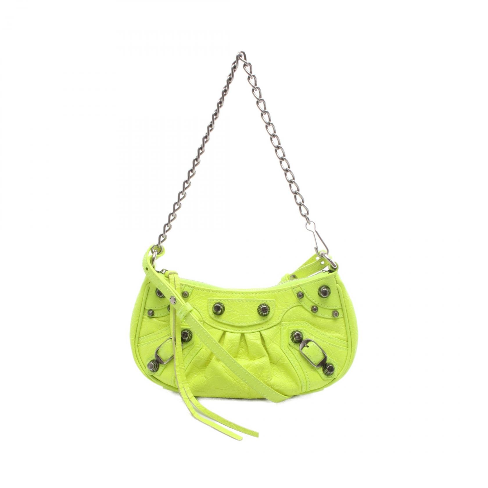 バレンシアガ BALENCIAGA LE CAGOLE MINI BB ル カゴール ミニ ハンドバッグ バッグ レザー レディース イエロー系 【中古】