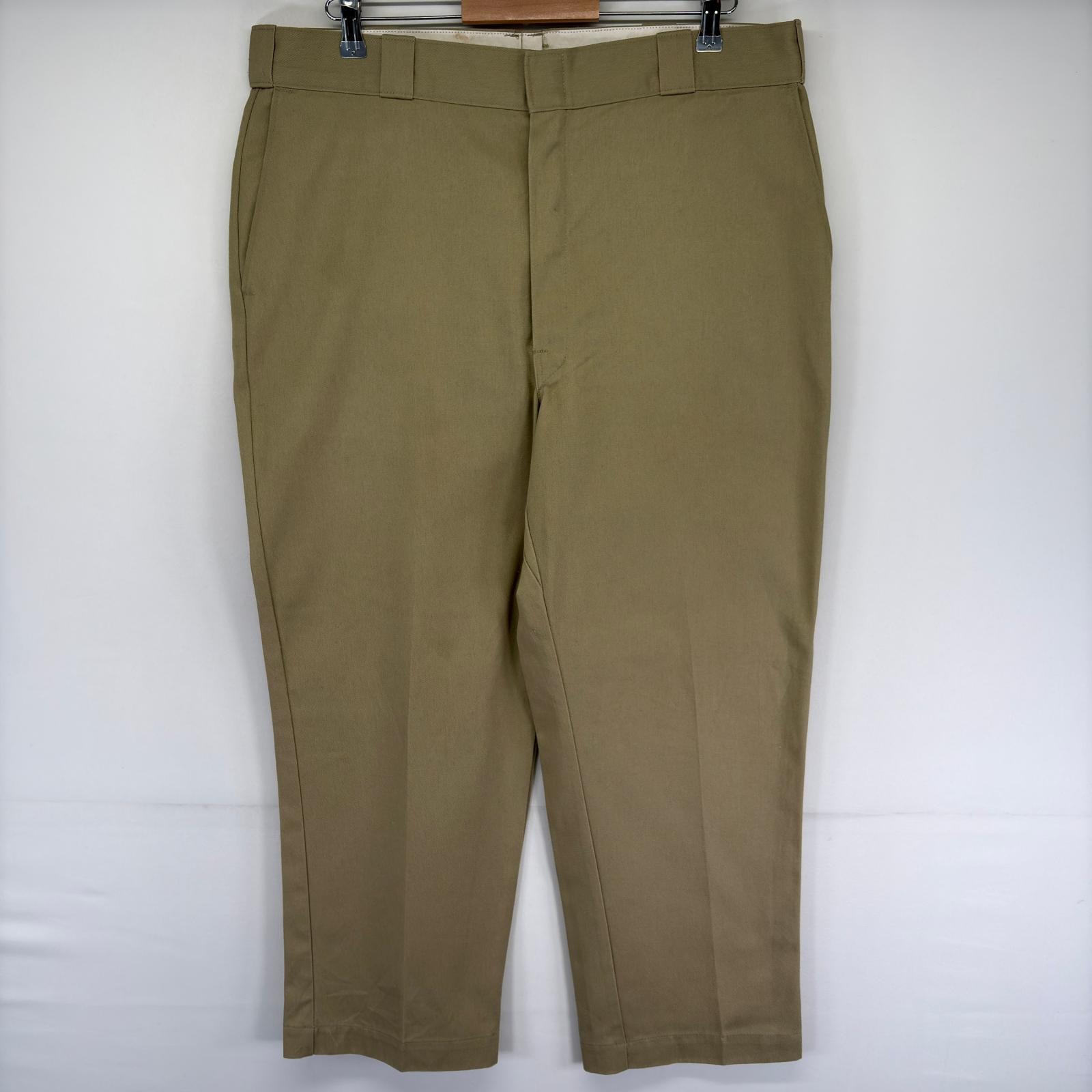 古着 90's/90年代 ディッキーズ Dickies USA製 パンツ ワークパンツ ワンポイントロゴ TALONジップ W40 L28  ベージュ系 メンズ