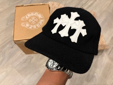 Chrome Hearts Cemetery Cross Baseball Wool Cap "Black/White"