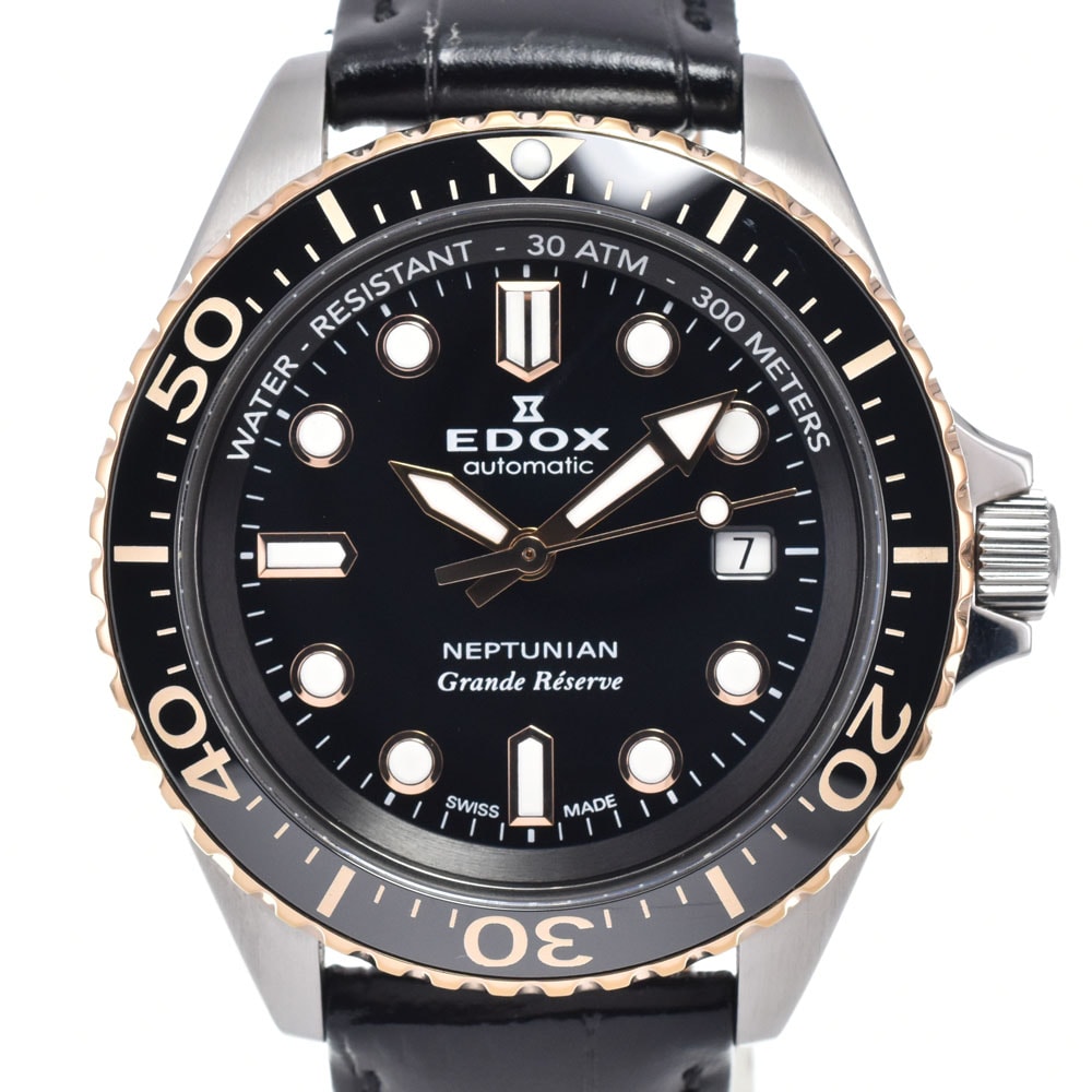 エドックス EDOX 80801 ネプチュニアン グランデ リザーブ デイト オートマティック 自動巻き メンズ 美品 保証書付き 腕時計 M#150776