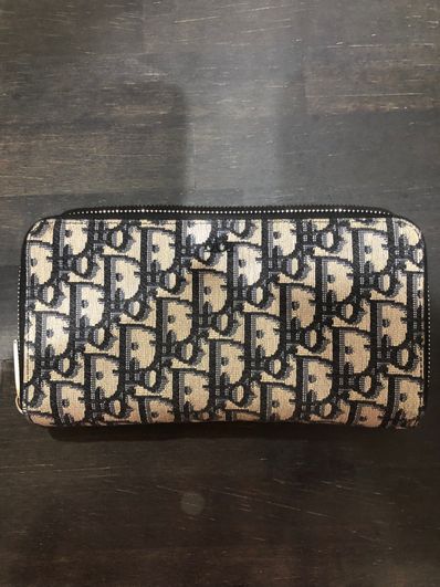 Dior Round Fastener Trotter Wallet "navy"