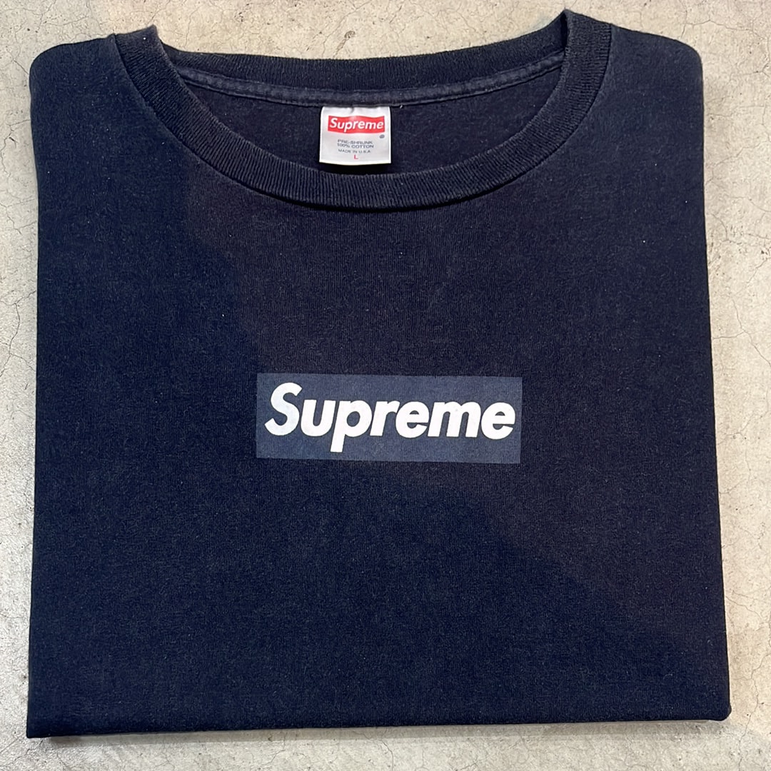 Supreme box logo Tシャツ NAVY シングルステッチ