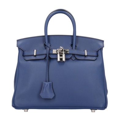 エルメス バーキン25 ハンドバッグ ヴォースイフト ブルー レディース HERMES 中古
