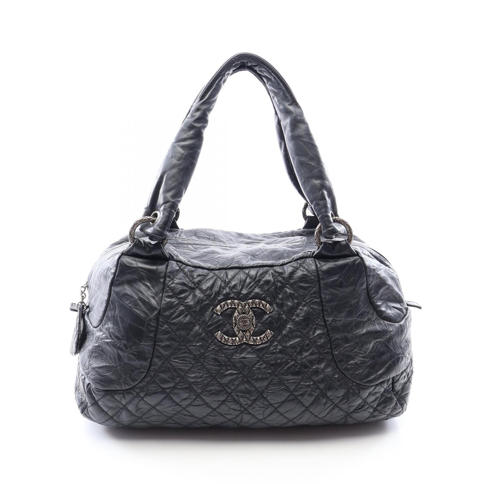 シャネル CHANEL ココライダー ボーリングバッグ ボストンバッグ バッグ カーフ(牛革) レディース ブラック系 【中古】
