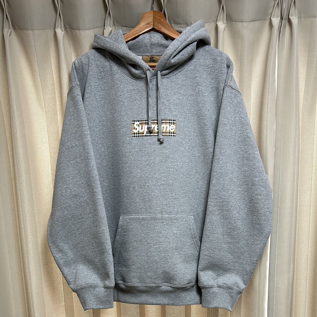 Supreme / Burberry Box Logo Hooded Sweatshirt "Heather Grey"