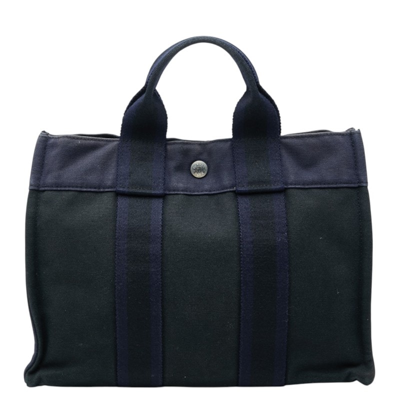 エルメス フールトゥPM ハンドバッグ トートバッグ ブラック パープル キャンバス レディース HERMES 中古