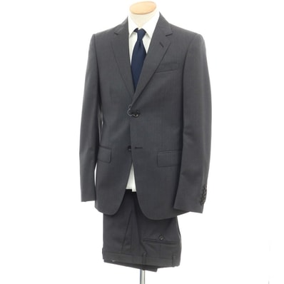 【中古】【未使用】グッチ GUCCI ウール ヘリンボーン 2つボタンスーツ ダークグレー【サイズ44】【メンズ】