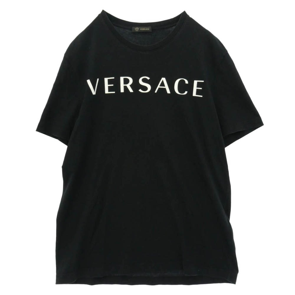 VERSACE ヴェルサーチ A83396S ロゴプリント バックメデューサプリント 半袖 Tシャツ ブラック系 L【中古】