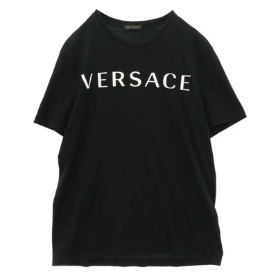 VERSACE ヴェルサーチ A83396S ロゴプリント バックメデューサプリント 半袖 Tシャツ ブラック系 L【中古】