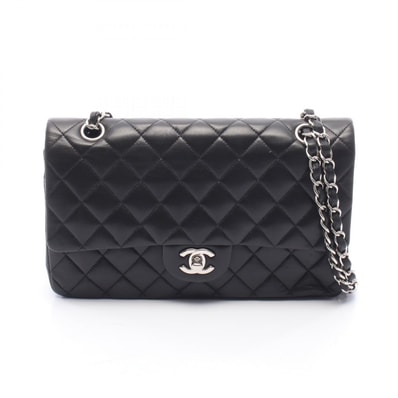 シャネル CHANEL マトラッセ Wフラップ ショルダーバッグ バッグ ラムスキン(羊革) レディース ブラック系 【中古】