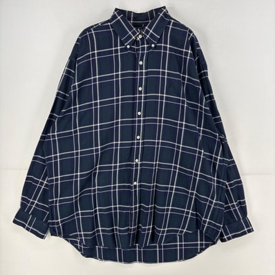 古着 ポロ・ラルフローレン POLO RALPH LAUREN 長袖シャツ BLAIRE 大きいサイズ ワンポイント ロゴ 刺繍 XL ネイビー系 チェック メンズ