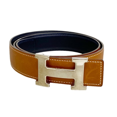★最終価格【6hb1229】エルメス ベルト コンスタンスベルト ボックスカーフ バレニア フォーブ/ブルーネイビー シルバー金具 □C刻印【中古】メンズ レディース ユニセックス