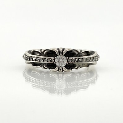 CHROME HEARTS(クロムハーツ) ベイビークラシック フローラルクロス パヴェダイヤモンド リング・指輪 5.11g シルバー